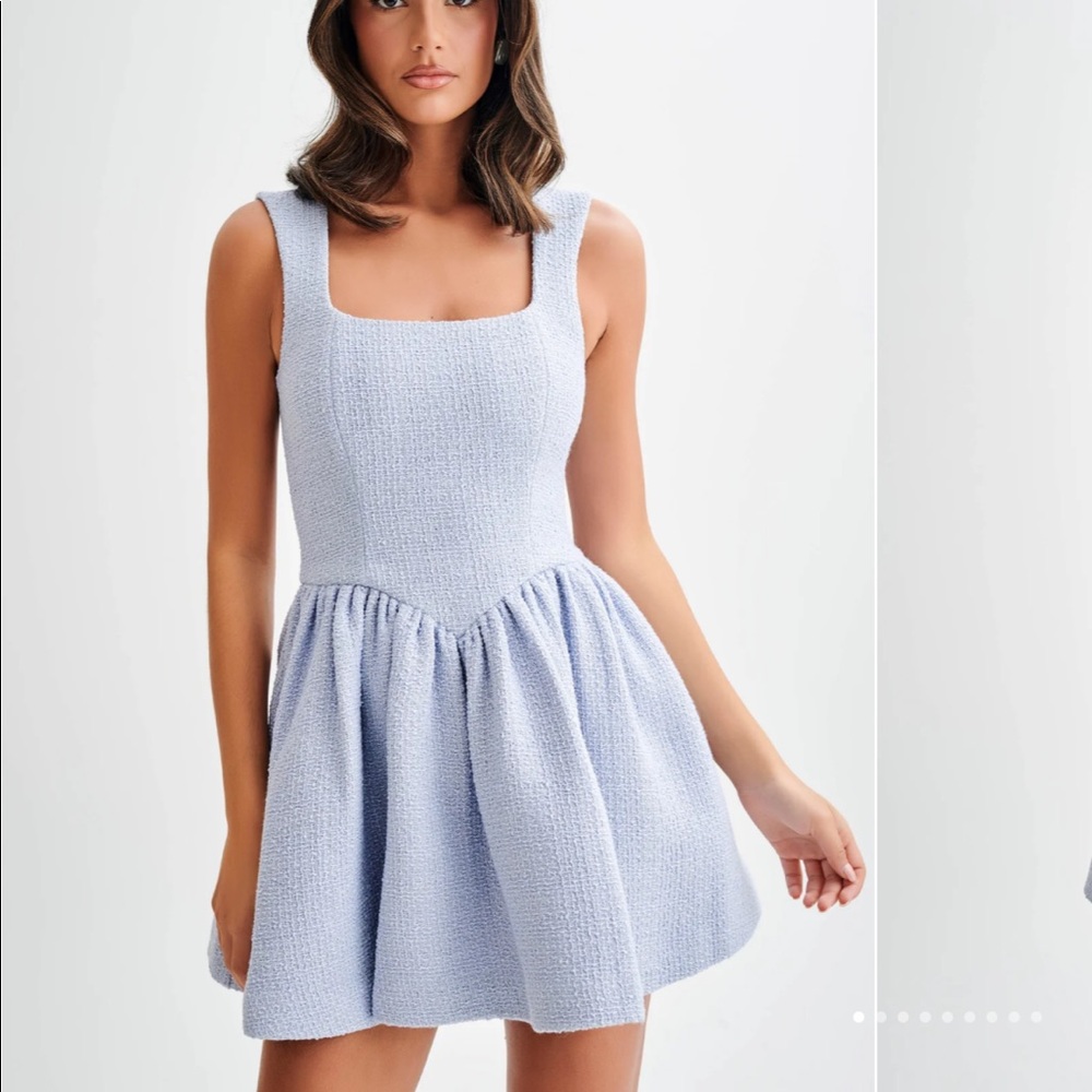 Meshki Sky Blue Boucle Mini Dress